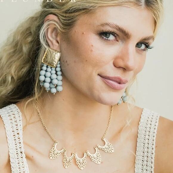 New Plunder "Ellison" Matte Gold Pedants Necklace (17.25"-20.25") - Picture 2 of 9